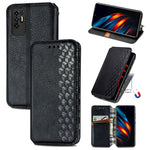 Custodia per telefono in pelle magnetica con vibrazione orizzontale pressata a griglia cubica con supporto, slot per schede e portafoglio, For Motorola Moto G60S, For Tecno Pova 2, For vivo X70 Pro, For vivo X70