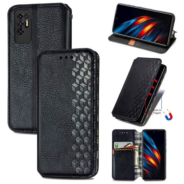 Custodia per telefono in pelle magnetica con vibrazione orizzontale pressata a griglia cubica con supporto, slot per schede e portafoglio, For Motorola Moto G60S, For Tecno Pova 2, For vivo X70 Pro, For vivo X70