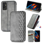 Custodia per telefono in pelle magnetica con vibrazione orizzontale pressata a griglia cubica con supporto, slot per schede e portafoglio, For Motorola Moto G60S, For Tecno Pova 2, For vivo X70 Pro, For vivo X70