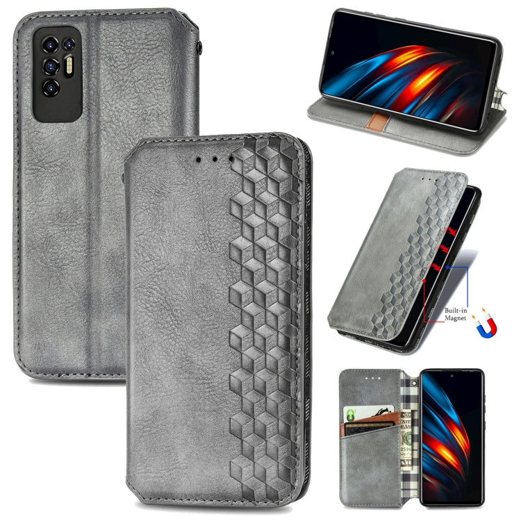 Custodia per telefono in pelle magnetica con vibrazione orizzontale pressata a griglia cubica con supporto, slot per schede e portafoglio, For Motorola Moto G60S, For Tecno Pova 2, For vivo X70 Pro, For vivo X70