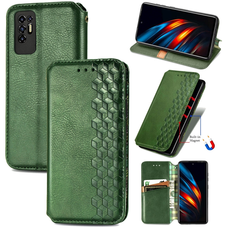 Custodia per telefono in pelle magnetica con vibrazione orizzontale pressata a griglia cubica con supporto, slot per schede e portafoglio, For Motorola Moto G60S, For Tecno Pova 2, For vivo X70 Pro, For vivo X70