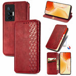 Custodia per telefono in pelle magnetica con vibrazione orizzontale pressata a griglia cubica con supporto, slot per schede e portafoglio, For Motorola Moto G60S, For Tecno Pova 2, For vivo X70 Pro, For vivo X70