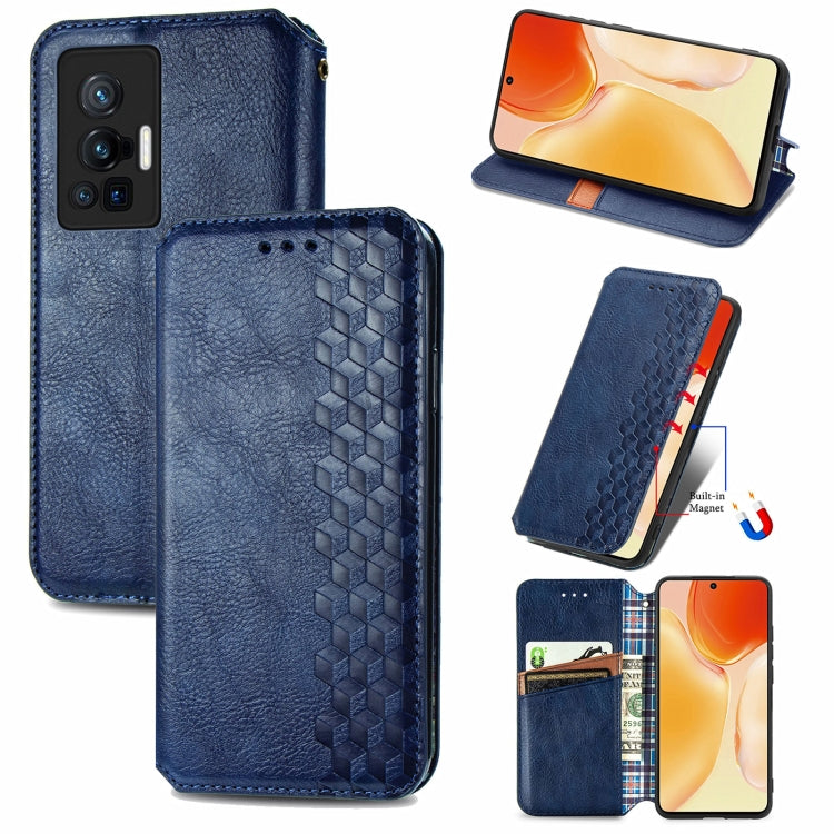 Custodia per telefono in pelle magnetica con vibrazione orizzontale pressata a griglia cubica con supporto, slot per schede e portafoglio, For Motorola Moto G60S, For Tecno Pova 2, For vivo X70 Pro, For vivo X70