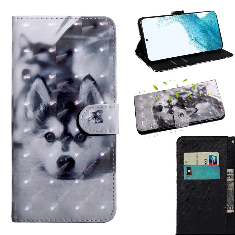 Custodia per telefono in pelle a vibrazione orizzontale con motivo dipinto 3D con supporto e cordino, For Samaung Galaxy S22 5G, For Samaung Galaxy S22+ 5G