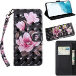 Custodia per telefono in pelle a vibrazione orizzontale con motivo dipinto 3D con supporto e cordino, For Samaung Galaxy S22 5G, For Samaung Galaxy S22+ 5G