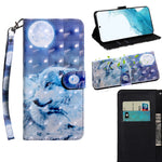 Custodia per telefono in pelle a vibrazione orizzontale con motivo dipinto 3D con supporto e cordino, For Samaung Galaxy S22 5G, For Samaung Galaxy S22+ 5G