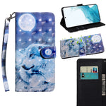 Custodia per telefono in pelle a vibrazione orizzontale con motivo dipinto 3D con supporto e cordino, For Samaung Galaxy S22 5G, For Samaung Galaxy S22+ 5G