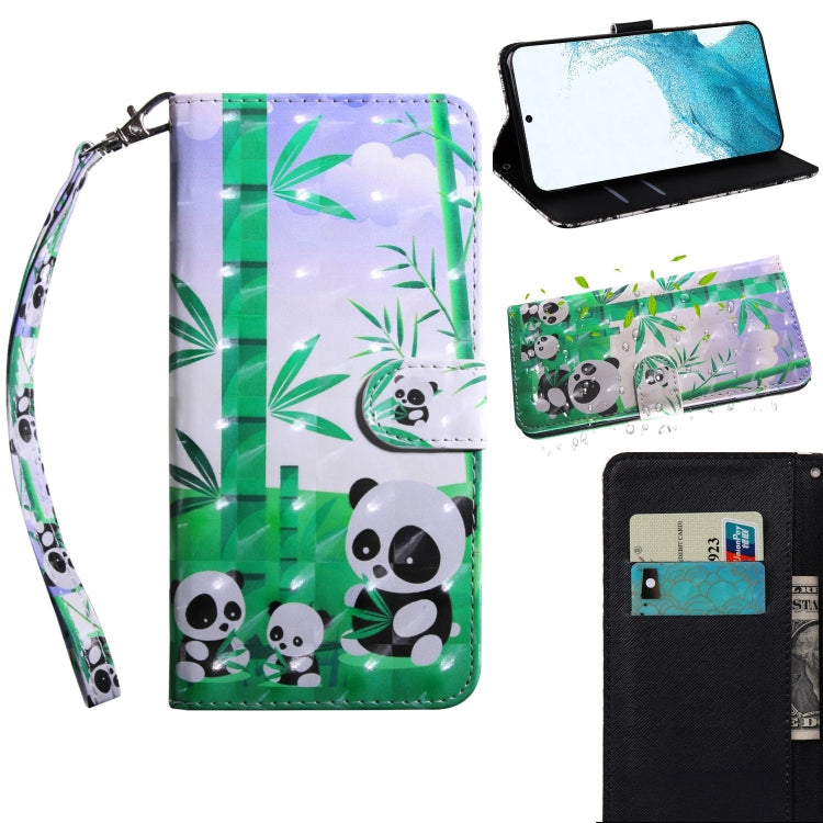 Custodia per telefono in pelle a vibrazione orizzontale con motivo dipinto 3D con supporto e cordino, For Samaung Galaxy S22 5G, For Samaung Galaxy S22+ 5G