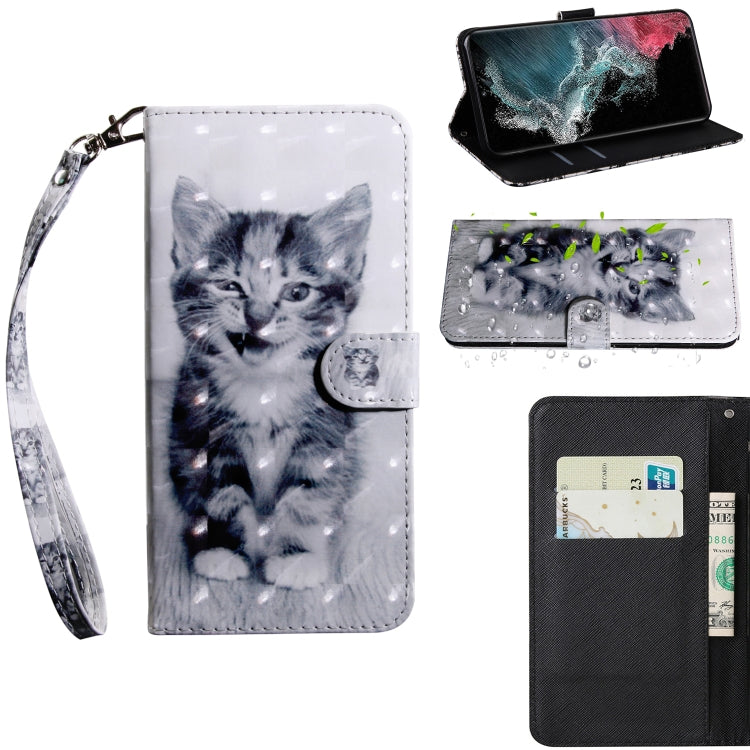 Custodia per telefono in pelle a vibrazione orizzontale con motivo dipinto 3D con supporto e cordino, For Samaung Galaxy S22 Ultra 5G, For Samsung Galaxy A13 5G