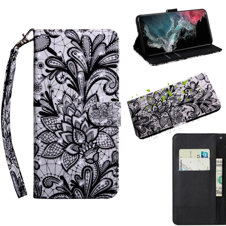 Custodia per telefono in pelle a vibrazione orizzontale con motivo dipinto 3D con supporto e cordino, For Samaung Galaxy S22 Ultra 5G, For Samsung Galaxy A13 5G