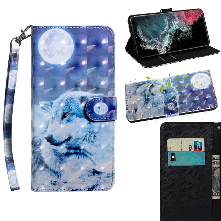 Custodia per telefono in pelle a vibrazione orizzontale con motivo dipinto 3D con supporto e cordino, For Samaung Galaxy S22 Ultra 5G, For Samsung Galaxy A13 5G