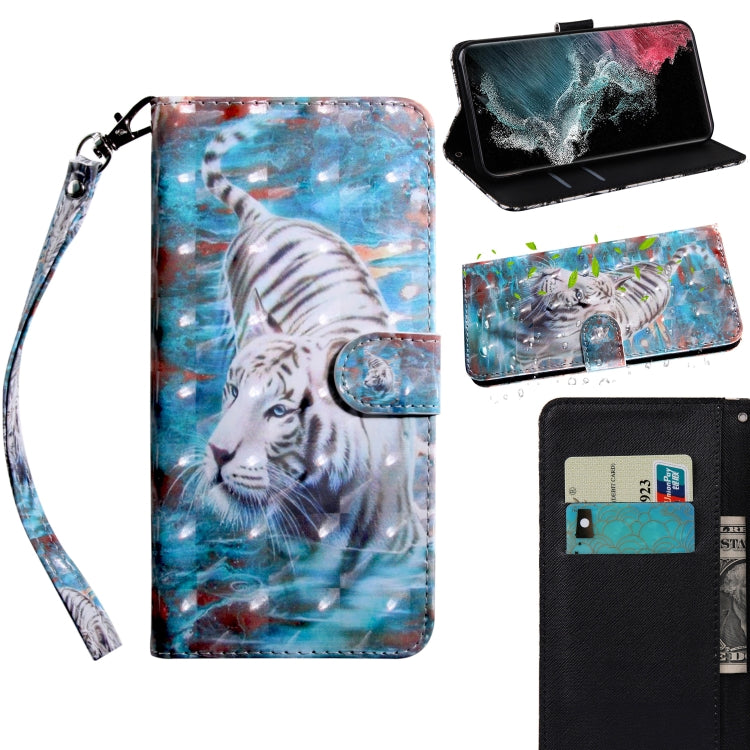 Custodia per telefono in pelle a vibrazione orizzontale con motivo dipinto 3D con supporto e cordino, For Samaung Galaxy S22 Ultra 5G, For Samsung Galaxy A13 5G
