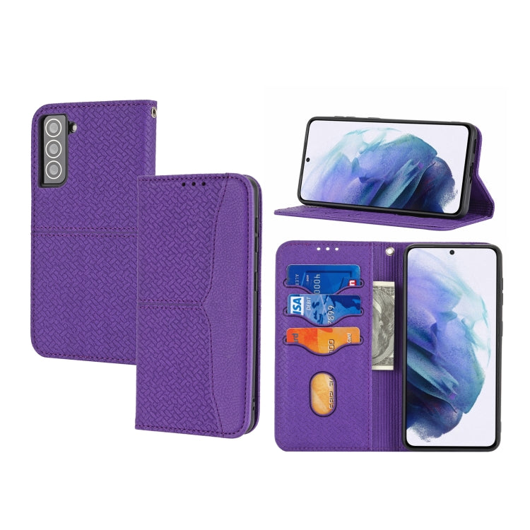 Custodia per telefono in pelle PU con vibrazione orizzontale magnetica con cuciture a trama tessuta, For Samaung Galaxy S22 5G, For Samaung Galaxy S22+ 5G