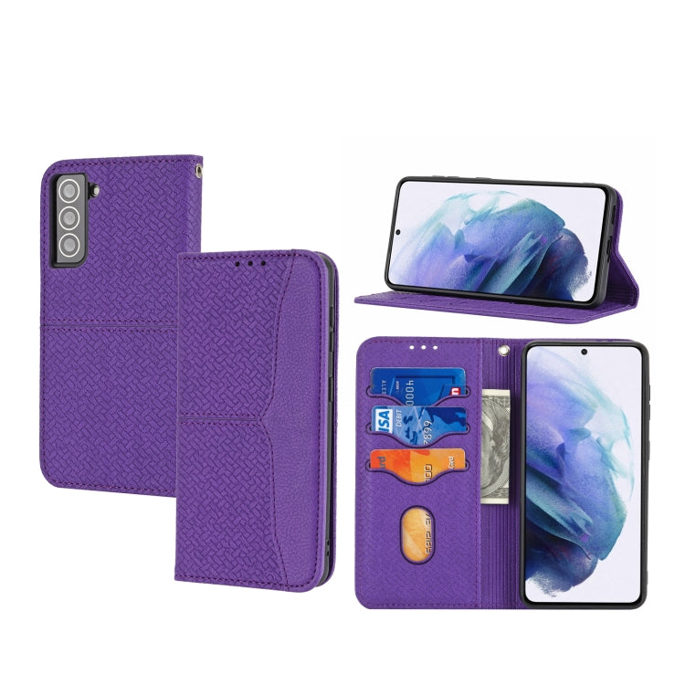 Custodia per telefono in pelle PU con vibrazione orizzontale magnetica con cuciture a trama tessuta, For Samaung Galaxy S22 5G, For Samaung Galaxy S22+ 5G