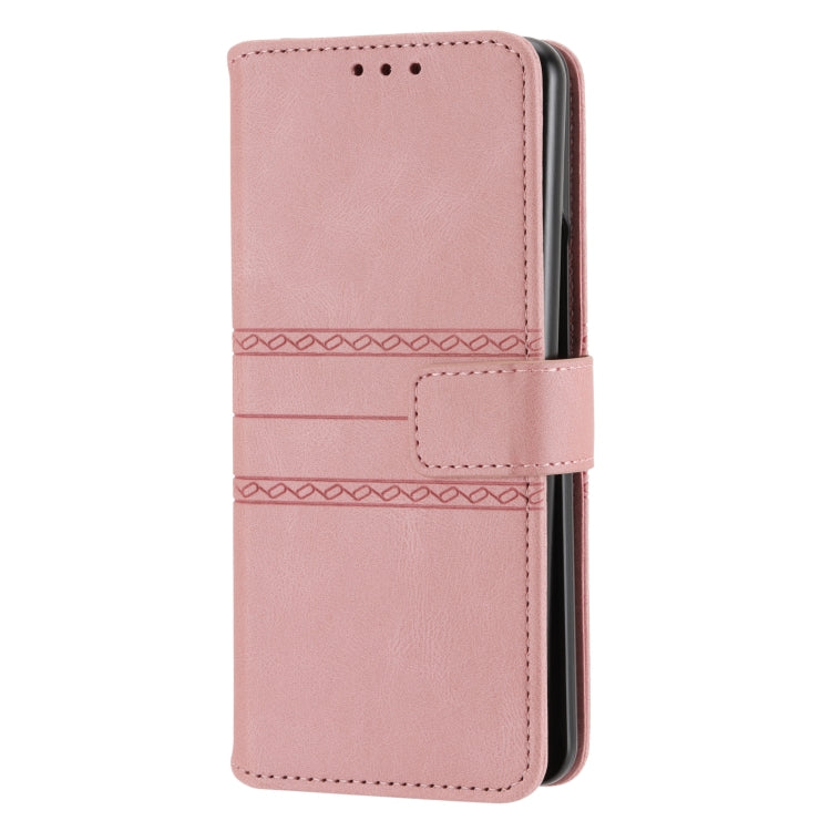 Custodia in pelle per telefono a vibrazione orizzontale in PU + TPU con fibbia magnetica a righe in rilievo, For Samsung Galaxy Z Fold3 5G, For Samsung Galaxy Z Fold2 5G, For Samaung Galaxy S22 5G, For Samaung Galaxy S22+ 5G