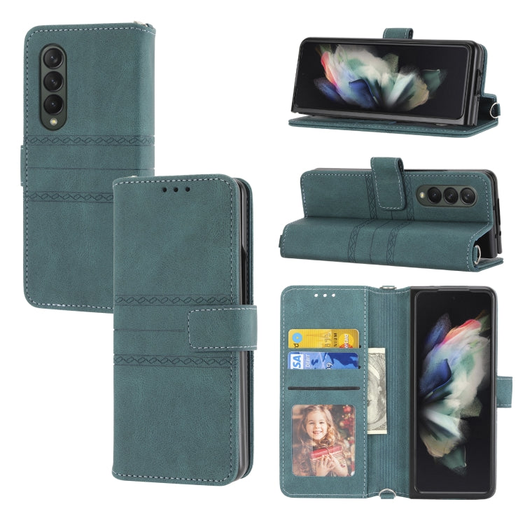 Custodia in pelle per telefono a vibrazione orizzontale in PU + TPU con fibbia magnetica a righe in rilievo, For Samsung Galaxy Z Fold3 5G, For Samsung Galaxy Z Fold2 5G, For Samaung Galaxy S22 5G, For Samaung Galaxy S22+ 5G