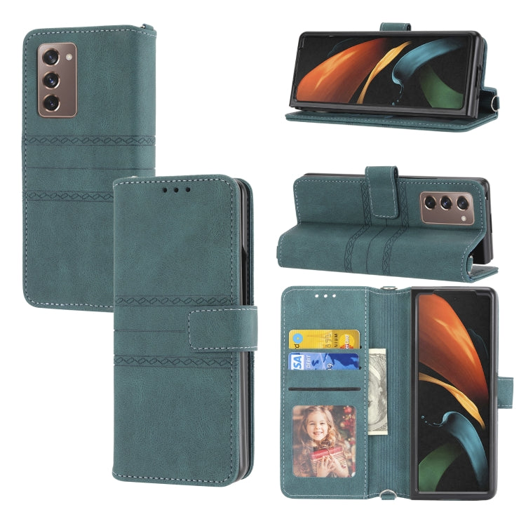 Custodia in pelle per telefono a vibrazione orizzontale in PU + TPU con fibbia magnetica a righe in rilievo, For Samsung Galaxy Z Fold3 5G, For Samsung Galaxy Z Fold2 5G, For Samaung Galaxy S22 5G, For Samaung Galaxy S22+ 5G