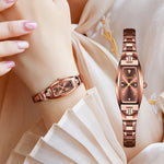 OLEVS 5501 Orologio al quarzo da donna con cinturino in acciaio al tungsteno con quadrante piccolo e diamanti