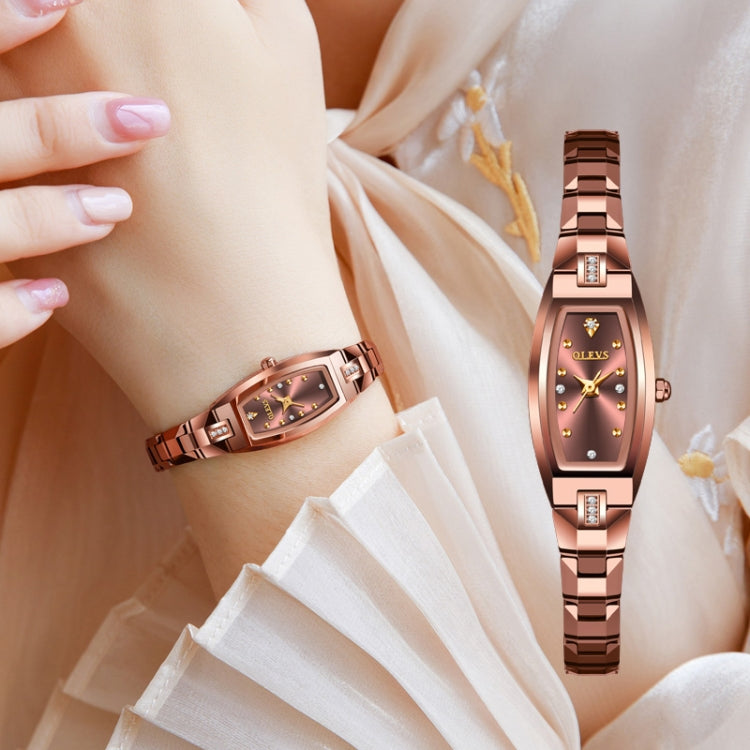 OLEVS 5501 Orologio al quarzo da donna con cinturino in acciaio al tungsteno con quadrante piccolo e diamanti