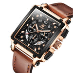 OLEVS 9919 quadrante quadrato cronografo luminoso orologio al quarzo da uomo