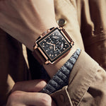 OLEVS 9919 quadrante quadrato cronografo luminoso orologio al quarzo da uomo