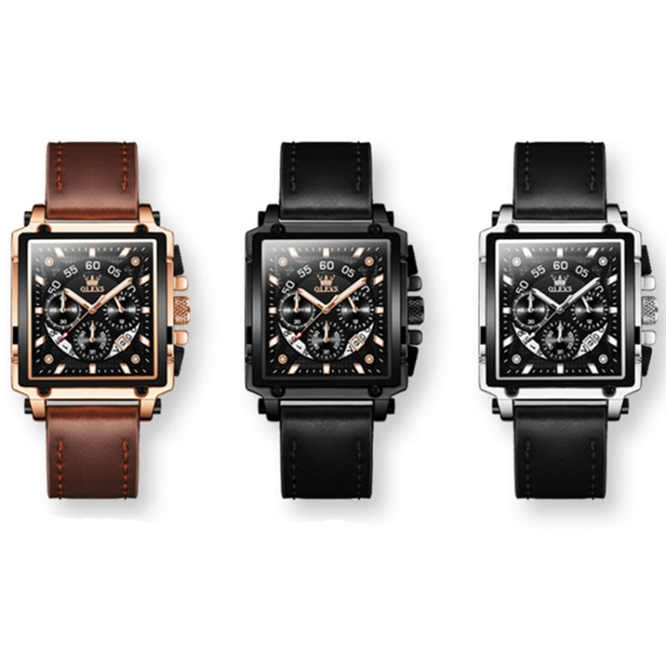 OLEVS 9919 quadrante quadrato cronografo luminoso orologio al quarzo da uomo