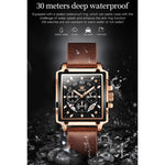 OLEVS 9919 quadrante quadrato cronografo luminoso orologio al quarzo da uomo