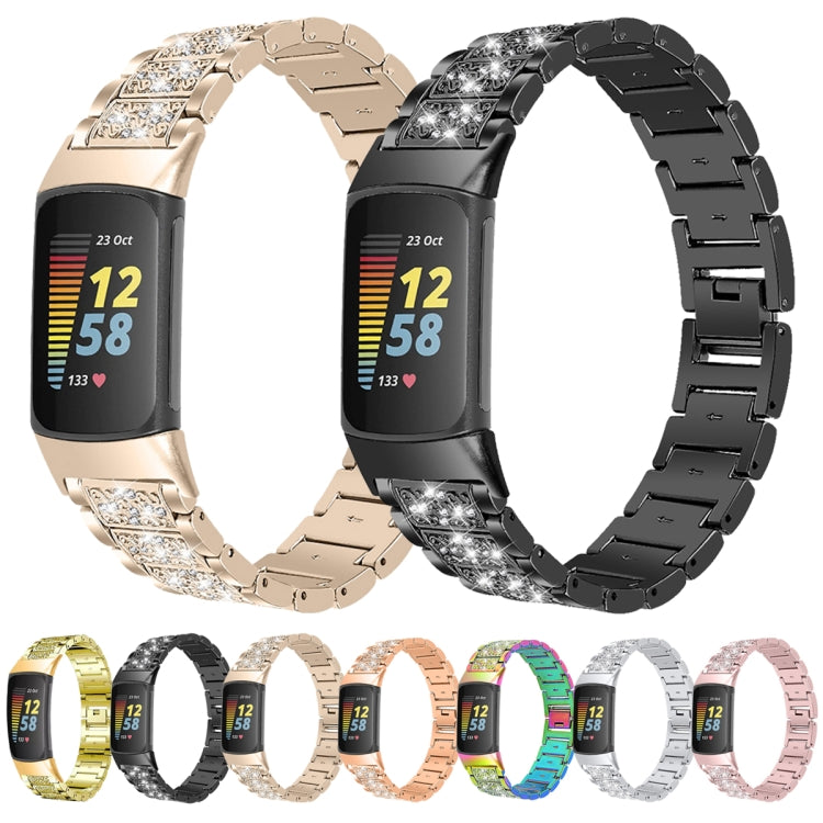 Cinturino di ricambio per cinturino in acciaio inossidabile con diamanti, For Fitbit Charge 5