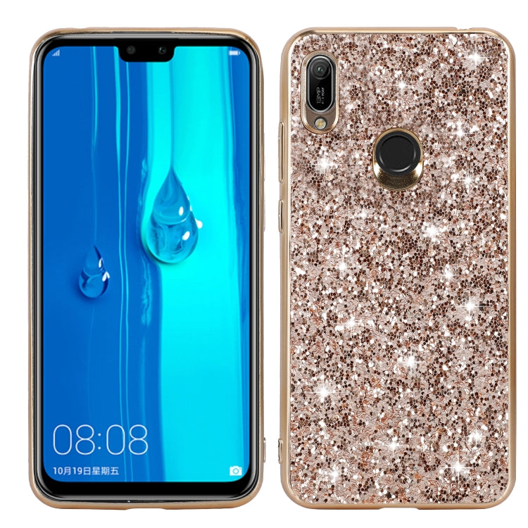 Custodia in TPU antiurto con polvere glitterata, For Huawei Y6 Prime, For Huawei Y6 Pro / Enjoy 9e, For Galaxy A10S, For Galaxy A20S