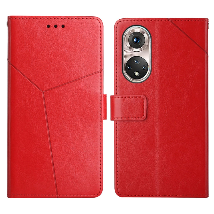 Custodia per telefono in pelle flip orizzontale con cuciture a Y con supporto e slot per schede e portafoglio e cornice per foto, For Huawei P50, For Huawei P50 Pro