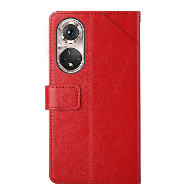 Custodia per telefono in pelle flip orizzontale con cuciture a Y con supporto e slot per schede e portafoglio e cornice per foto, For Huawei P50, For Huawei P50 Pro