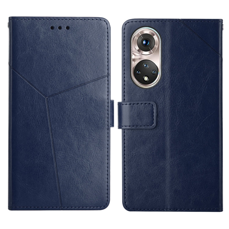 Custodia per telefono in pelle flip orizzontale con cuciture a Y con supporto e slot per schede e portafoglio e cornice per foto, For Huawei P50, For Huawei P50 Pro
