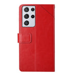 Custodia in pelle flip orizzontale con cuciture a Y con supporto e slot per schede e portafoglio e cornice per foto, For Samsung Galaxy S21 Ultra 5G