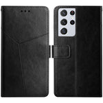 Custodia in pelle flip orizzontale con cuciture a Y con supporto e slot per schede e portafoglio e cornice per foto, For Samsung Galaxy S21 Ultra 5G