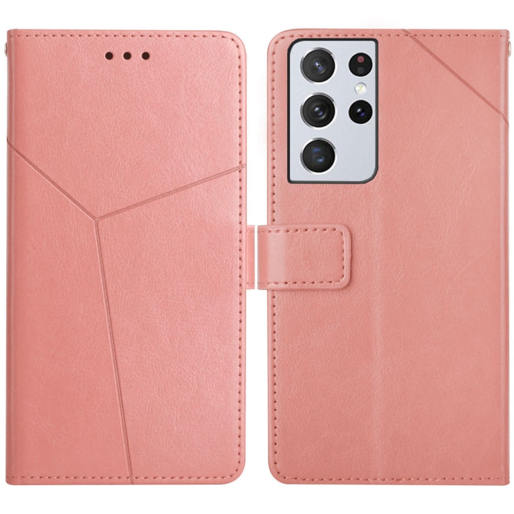 Custodia in pelle flip orizzontale con cuciture a Y con supporto e slot per schede e portafoglio e cornice per foto, For Samsung Galaxy S21 Ultra 5G