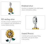 Accessori per collana braccialetto fai da te con ciondolo girasole in argento sterling S925, Sunflower
