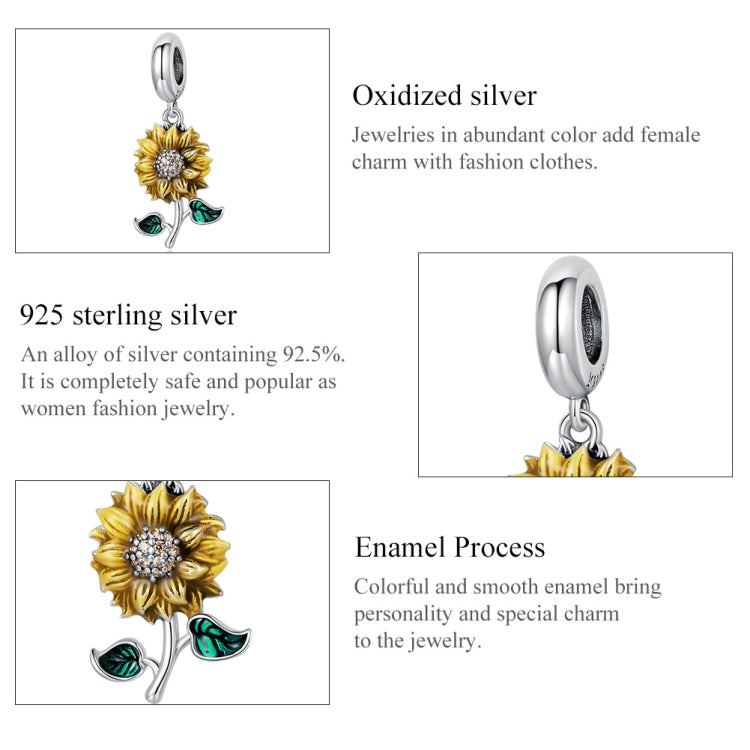 Accessori per collana braccialetto fai da te con ciondolo girasole in argento sterling S925, Sunflower