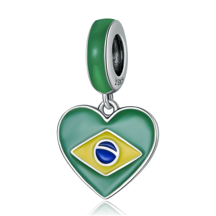 Accessori per collana braccialetto fai-da-te con ciondolo bandiera brasiliana in argento sterling S925, Brazilian Flag