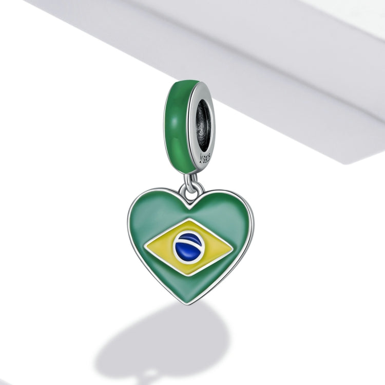 Accessori per collana braccialetto fai-da-te con ciondolo bandiera brasiliana in argento sterling S925, Brazilian Flag