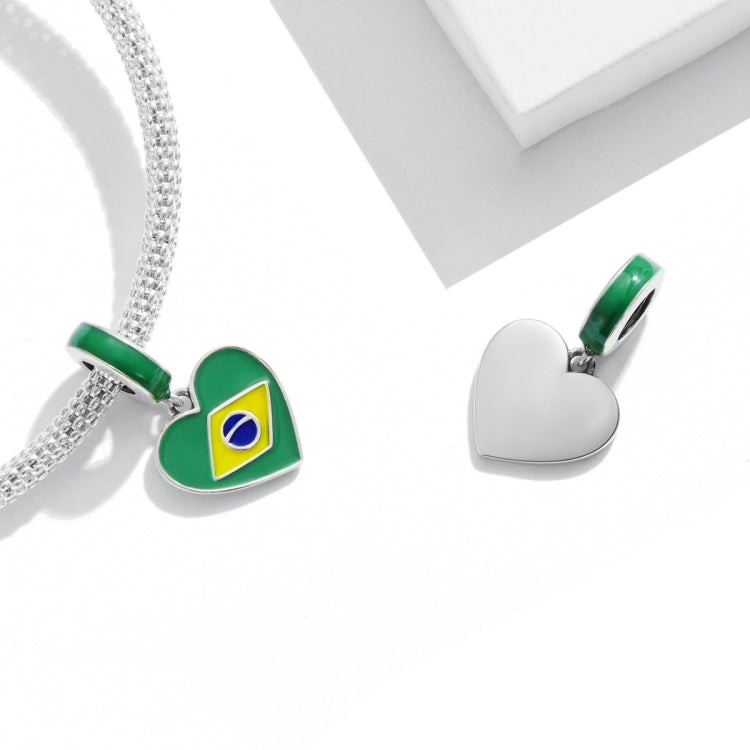 Accessori per collana braccialetto fai-da-te con ciondolo bandiera brasiliana in argento sterling S925, Brazilian Flag