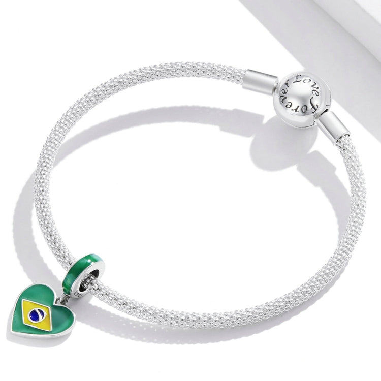 Accessori per collana braccialetto fai-da-te con ciondolo bandiera brasiliana in argento sterling S925, Brazilian Flag