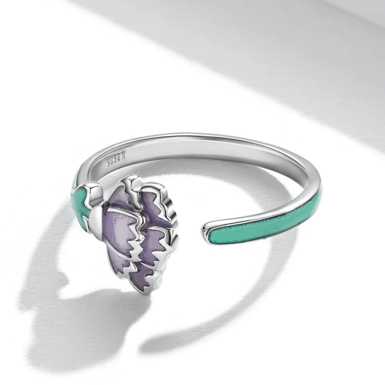 Anello aperto da donna con garofano in argento sterling S925, Carnation