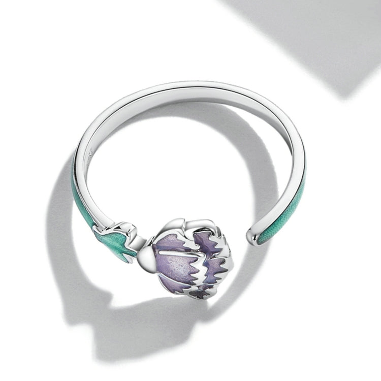 Anello aperto da donna con garofano in argento sterling S925, Carnation