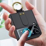 GKK Ultra-sottile Custodia per telefono a copertura totale per PC con supporto ad anello, For Samsung Galaxy Z Flip3 5G