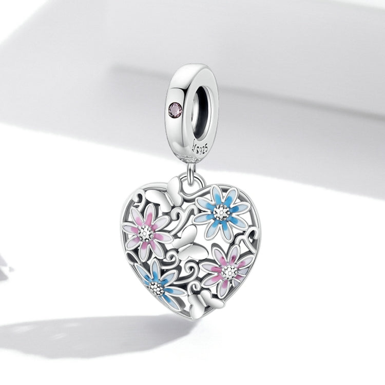 Accessori per collana braccialetto fai-da-te con ciondolo giardino segreto a forma di cuore in argento sterling S925, Heart Secret Garden