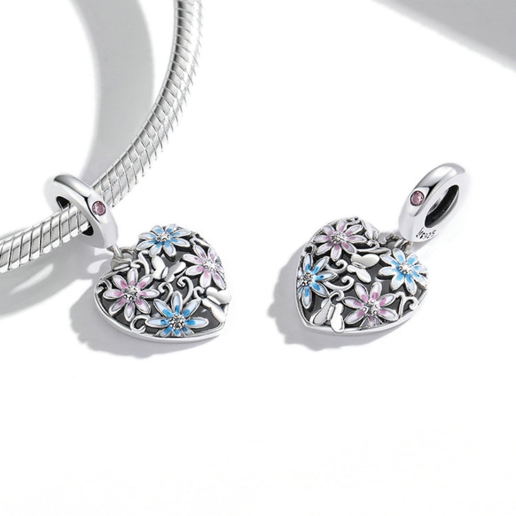 Accessori per collana braccialetto fai-da-te con ciondolo giardino segreto a forma di cuore in argento sterling S925, Heart Secret Garden