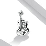Accessori per collana braccialetto fai-da-te con perline di violino retrò in argento sterling S925, Retro Violin
