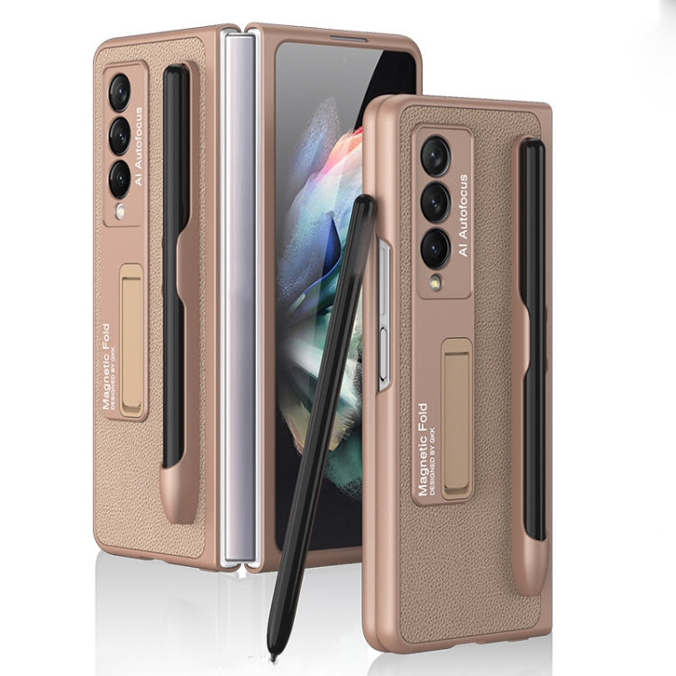 Custodia a libro ultrasottile GKK per PC + PU con supporto e slot per penna, For Samsung Galaxy Z Fold3 5G