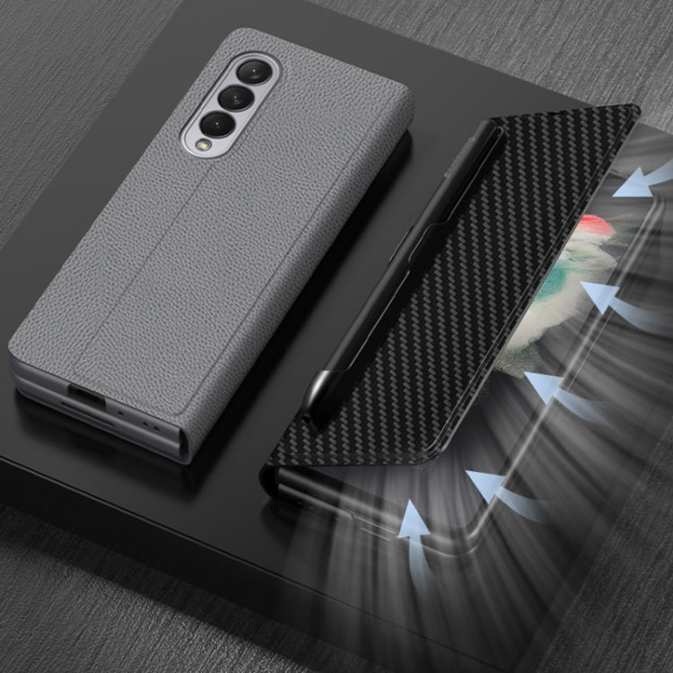 Custodia per telefono in pelle con flip orizzontale ultrasottile GKK con slot per penna, For Samsung Galaxy Z Fold3 5G