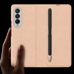 Custodia per telefono in pelle con flip orizzontale ultrasottile GKK con slot per penna, For Samsung Galaxy Z Fold3 5G